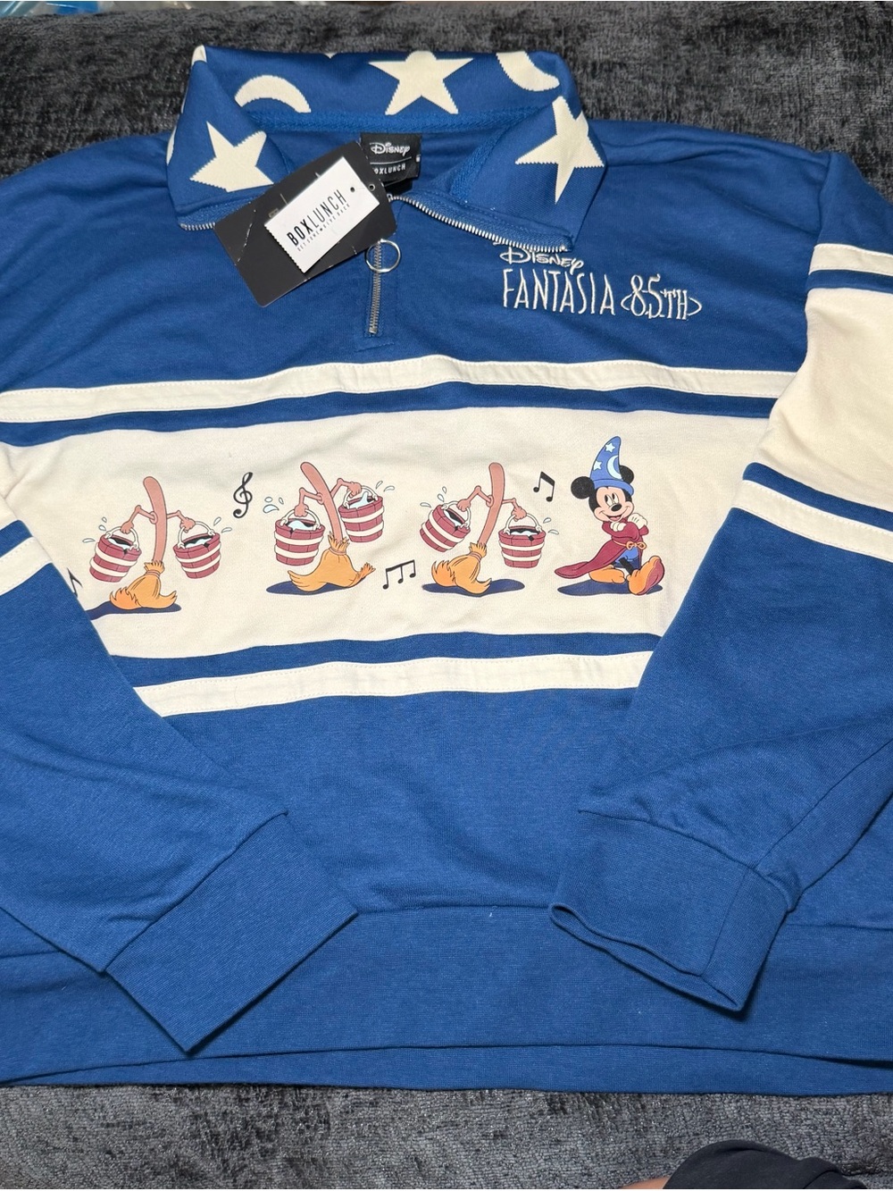 Disney Fantasia Sorcerer Mickey BoxLunch Quarter Zip Pullover size Medium NWT
